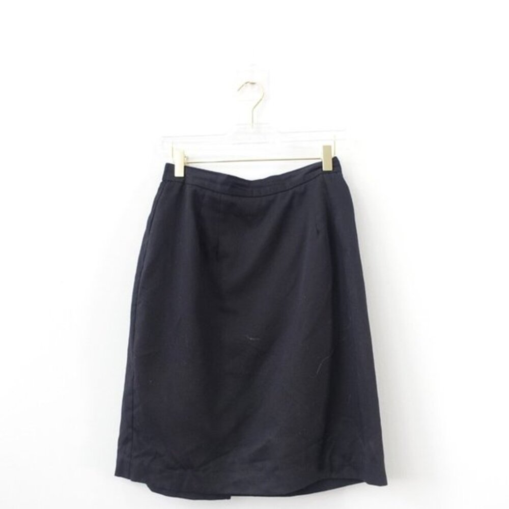 Dark Academia Black Skirt Womens 12 L Petite LIZ BAKER Office 90s Secretary USA